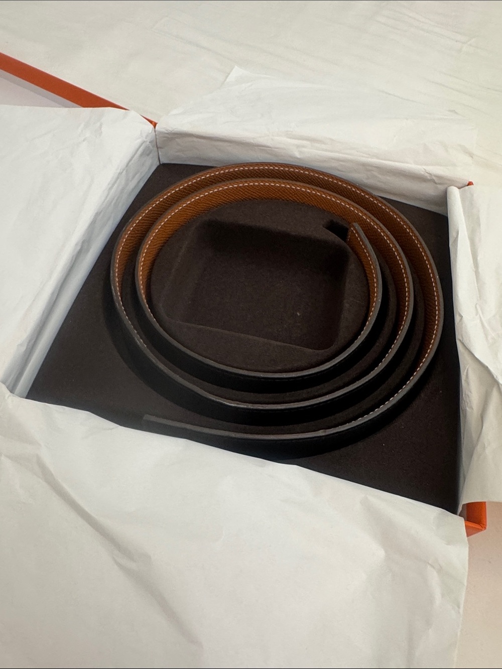 Authentic Hermès 32mm Reversible Leather Belt Strap Size 95 (With Box)
